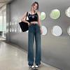 Jeans de Pierna Ancha de Tencel Estilo Nuevo de Verano para Mujer, Cintura Alta, Holgados, Adelgazantes, Caída Suave, Cómodos, Modernos, Versátiles, Pantalones Rectos, Tendencia