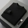 Suéter de Punto de Lana de Cuello Alto Medio para Hombre 100% Lana Nuevo Suéter de Punto Casual de Negocios Prenda Base de Punto Color Sólido Top