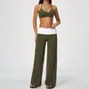 Conjunto de yoga com gola halter transpassada, tecido escovado, secagem rápida, respirável, levanta bumbum, cintura alta, bloco de cores, levemente flare, roupa esportiva para mulheres 9666
