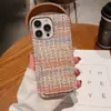 Tarjetero con patrón tejido moda para chica adecuado para funda de teléfono móvil Apple 15promax iphone14 simple color sólido 11