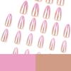 Europeu e Americano Nova Armadura de Uso Amêndoa Curto Rosa Gradiente Simples Nail Art Acabado Revestido Adesivo de Unha Adesivo de Unha
