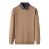 Suéter de Mezcla de Lana para Hombre con Forro de Felpa y Engrosamiento Nuevo Llegado Invierno 2026 Cuello Solapa Falso Dos Piezas Suéter Cálido de Manga Larga para Hombre