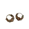 Pendientes Redondos de Cristal de Color Café de Alta Gama Minimalistas para Mujer, Accesorios de Pendientes Versátiles de Moda Tendencia de Lujo Ligero de Nicho para el Trabajo