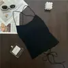 Top Regata de Verão Design de Nicho Garota Picante com Gola Halter para Mulheres, Costas Abertas Verde com Amarração Ajuste Slim Costas Bonitas Top Curto