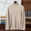 Novo suéter masculino de caxemira para outono e inverno com gola alta, estilo pullover, caimento solto, tamanho grande, camiseta básica masculina de caxemira