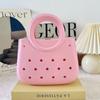 Transfronterizo Nuevo Mini Bolsa Cuadrada Pequeña de Playa EVA Moda Bolso de Mano Tipo Concha Color Sólido Bolsa con Agujeros para DIY Ligero