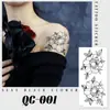 Pegatinas de Tatuaje Florales de Boceto Nuevo Transfronterizas Mariposa de Gama Alta Rosa Blanco y Negro Tatuaje Temporal Pequeño Fresco Impermeable