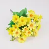 Buquê de simulação pequena margarida dança flor artificial decoração pequeno ramo flor de plástico calha de flor de casamento arranjo de flores flor de seda prímula