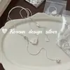 Diseño de Nicho Estilo Coreano Joyería Plata de Ley S925 Doble Capa Perla Blanca Corazón Cuentas Collar Ajustable