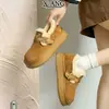 Sapatos Birkenstock Versão Lã Couro Genuíno Feminino Inverno Antiderrapante Solado Grosso Aveludado Espessado Quente Slip-On Sapatos de Algodão Botas de Neve