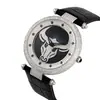 Novo Relógio Feminino de Couro com Cabeça de Vaca Totalmente Cravejado de Diamantes, Relógio de Quartzo à Prova d'Água com Pulseira de Couro e Relógio Masculino