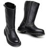 Botas Altas de Cuero Genuino Aibiden con Cremallera Lateral y Textura de Piedra para Mujer, Botines Cortos Británicos Europeos y Americanos, Punta Redonda, Modernas