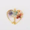 Lápiz Lazuli Alambre Dorado Envuelto Pequeño Árbol de la Vida Colgante Piedra Triturada Natural Joyería con Cuentas Cristal Joyería de Moda