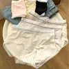 2695 Pantalones de Mascarilla Sin Costuras de Seda de Hielo Transpirables Ligeros Sensación de No Llevar Nada Ropa Interior Algodón Puro en la Entrepierna Cintura Media-Alta Tallas Grandes Bragas para Mujer
