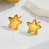 Pendientes Yourui de estrella pequeña lindos geométricos irregulares estilo francés estrella de cinco puntas lisa retro pendientes de acero de titanio