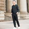 Traje de Suéter de Cuello Redondo para Hombres de Mediana Edad Primavera y Otoño Traje Deportivo Casual para Hombres Talla Grande Holgado Ropa Deportiva
