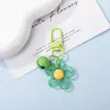 Pingente chaveiro de flor de resina transparente colorida DIY feito à mão decoração de bolsa com miçangas pequeno presente atacado