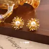 Pendientes de Perla con Fuegos Artificiales Deslumbrantes Tachonados de Diamantes Súper Brillantes, Pendientes Retro Exquisitos y Elegantes de Alta Gama, Accesorios para Orejas de Lujo Ligero Europeos y Americanos de Moda