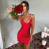 Europeu e Americano Primavera e Verão Sexy Garotas Quentes AliExpress Puro para Levemente Cozido Doce e Picante Sem Mangas Alça Vestido Mini Justo