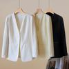 Elegante Saco de Lana Acetato para Mujer, Sensación de Alta Gama, Temporada de Primavera, Sarga, Un Botón, Cuello en V, Chaqueta de Traje Pequeña