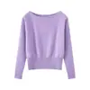 Suéter de estilo francés sin hombros 100% lana pura para mujer, de manga larga, adelgazante, de corte holgado, con mangas anchas, tejido de punto para capa base, suéter cálido