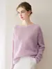 Cachemira de seda 2026 otoño e invierno nuevo suéter de punto base suelto de un hombro para mujer color liso con hombros caídos