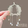 Novo Estilo Chinês Novo Clipe de Cabelo Bola de Flores Feminino Asas Borla Fivela de Rabo de Cavalo Parte de Trás da Cabeça Adorno de Cabelo
