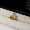 Anel Aberto Banhado a Ouro Real com Zircônia em Formato de Cobra para Dedo Feminino Design Exagerado de Nicho Joia Personalizada de Luxo Leve