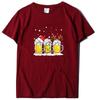 Camiseta Feminina de Natal com Estampa de Galhos de Cervo para Três Taças de Vinho com Manga Curta Wish
