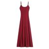 Vestido Sexy de Verão 2023 Novo Estilo Europeu e Americano com Alça no Pescoço, Cintura Alta, Cor Sólida, para Mulheres