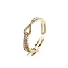 Anillo de Junta Universal Cruzada de Múltiples Capas de Diamante Completo Gucatuning, Anillo Nudoso Personalizado de Estilo Europeo y Americano Apilable con Diamantes Pequeños de Color Dorado, Estilo Coreano