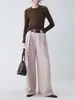 Camiseta de Color Contrastante en el Hombro Derecho para Mujer 2025 Otoño Nuevo Estilo Diseño Simple y de Moda Top Casual