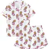 Nuevo comercio exterior transfronterizo sitio independiente de Amazon estampado de cerdito para bebé solapa leche seda doble corto pijama de mujer