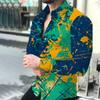 23 Camisa de Primavera Ropa Exterior para Hombre Amazon Europeo y Americano Camisa Estampada para Hombre Cárdigan para Hombre Camisa de Manga Larga para Hombre Venta al por Mayor para Hombre