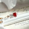 Anillo de Cristal para Mujer, Anillo de Piedra Natural Biselado Rectangular de 5.7, Plata de Ley 925, Lujo Ligero, Sensación de Alta Gama, Joyería de Mano, Exclusivamente para Ventas Transfronterizas