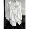 Bufanda-cuello de cinta de alta gama camisa de manga larga para hombres y mujeres verano nuevo estilo chino nicho sentido de diseño camisa holgada guapo pícaro