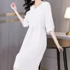 Vestido Reductor de Alta Calidad para Mamás, Vestido Delgado Simple y Elegante de Seda Pesada con Cuello en V, Nuevo Vestido de Seda de Morera Talla Grande
