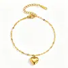 Cadena para Labios Colgante de Corazón Pulsera de Acero de Titanio Oro de 18K No se Desvanece Moda para Mujer Versátil Joyería Venta al por Mayor Personalización