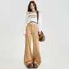 Calça Jeans Flare Mike&Khaki para Mulheres, Novo Estilo Inverno 2025, Design Slim-Fit, Bolsos Estilo Workwear, Calça de Comprimento Total