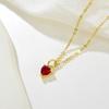 Mini collar de amor O chapado en cobre color oro real de 18K con incrustaciones de circonitas de colores para mujer, colgante pequeño 11*5.3mm