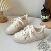 Zapatillas de Felpa Blancas Cremosas Estilo Hong Kong Casual con Jeans Zapatos Blancos Casuales y Cómodos B-9391