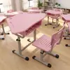 Sala de Reunião Escolar Mesa Dobrável Plástico ABS Mesa e Cadeira de Estudante Altura Ajustável Mesa de Estudante Hexagonal Conjunto Combinado de Mesa e Cadeira de Estudante