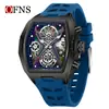Reloj de Venta Caliente Transfronterizo Ofns, Reloj de Estudiante Moderno con Esfera Grande en Forma de Barril, Reloj de Cuarzo para Hombre Luminoso Personalizado con Láser