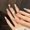 Série W Yihe [Diamante Vermelho Cristal] Diamante Vermelho Nude Unhas Usáveis Feitas à Mão Decoração com Pedras Preciosas Diamante Peças de Manicure Nobres