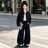 Traje de Mezclilla para Niñas Primavera y Otoño 2026 Nuevo Estilo Niñas Grandes Elegante Moda Casual Color Sólido Retro Mezclilla Conjunto de Dos Piezas