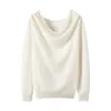 Suéter de punto fino, liso, de color sólido, holgado, de estilo francés, simple y versátil para mujer, hecho de una mezcla de cachemira