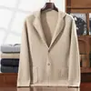 Otoño e Invierno Nuevo Chaqueta de Cachemira para Hombre Traje de Punto Cuello de Solapa Manga Larga Versátil Cómodo Agradable a la Piel Holgado Aspecto Adelgazante Casual