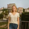 Primavera y Verano 2025 Aliexpress Amazon Ebay Talla Grande Cuello en V Profundo Manga Corta Mujer Holgado Casual Top Camisa Base