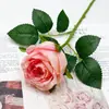 Flor de Rosa de una Sola Rama Transfronteriza Más Vendida Tela de Seda Simulada Rosa Decoración para el Hogar Sala de Estar Flor Artificial Manta de Boda Rosa