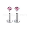 Brincos de Tarraxa em Liga de Titânio F136 com Zircônia Cúbica e Cravação em Garra, Tarraxas para Hélice Interna Quadrada, Piercings de Lábio em Titânio G23, Joias para Piercing